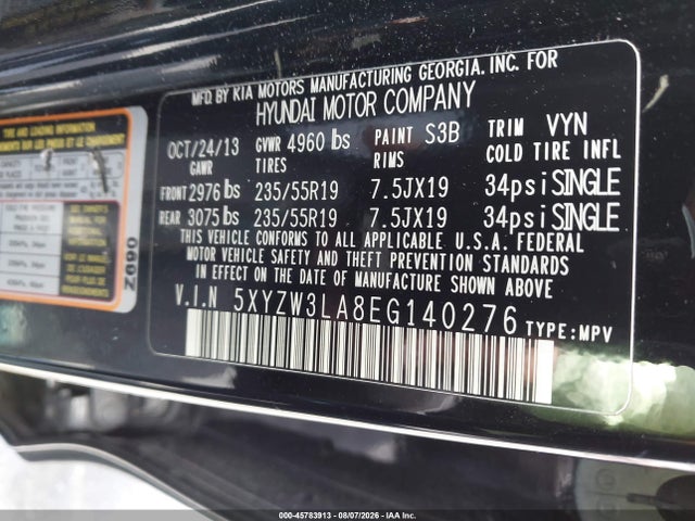 5XYZW3LA8EG140276 Hyundai Santa Fe Sport 2.0l Turbo