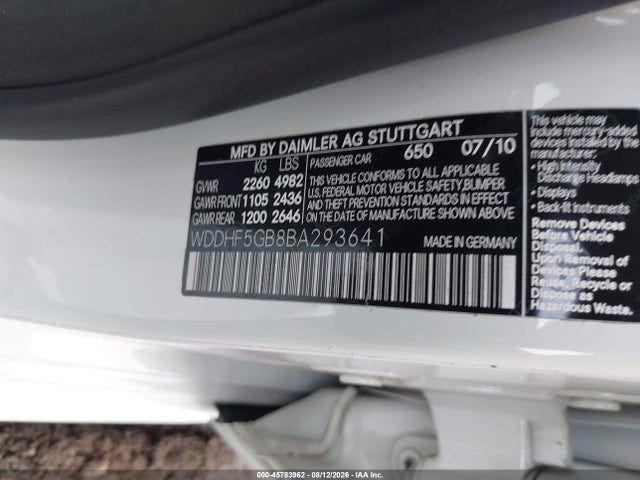 45783962 :رقم المزاد ، WDDHF5GB8BA293641 vin ، 2011 Mercedes-benz E 350 مزاد بيع