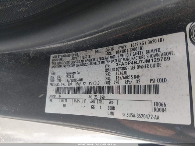 Ford FIESTA SE 2018 3FADP4BJ7JM129769 Image 9