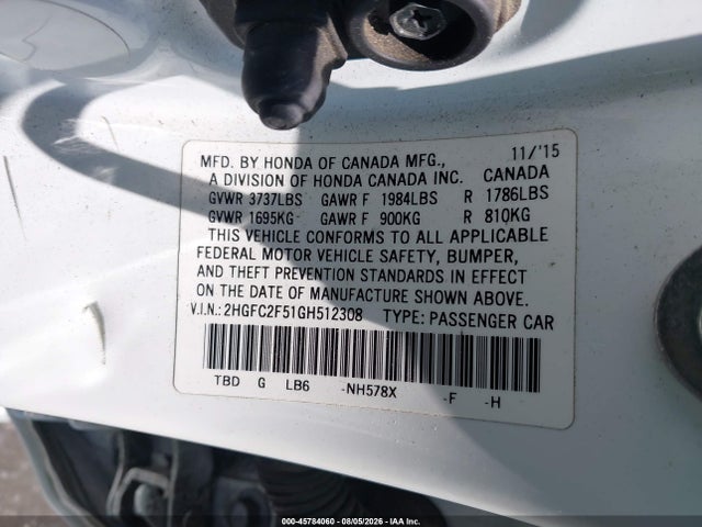 2HGFC2F51GH512308 Honda Civic Lx