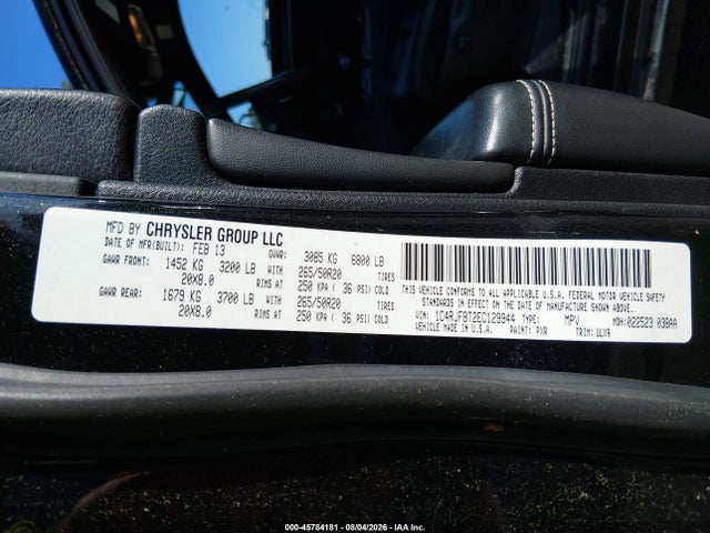 Продажа на аукционе авто 2014 Jeep Grand Cherokee Limited, vin: 1C4RJFBT2EC129944, номер лота: 45784181