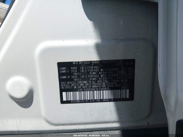 Продаж на аукціоні авто 2015 Subaru Outback 2.5i Limited, vin: 4S4BSANC9F3268625, номер лоту: 45784182