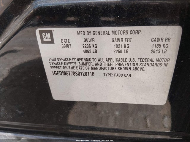 Продаж на аукціоні авто 2008 Cadillac Cts Rwd W/1sa, vin: 1G6DM577880120116, номер лоту: 45784197