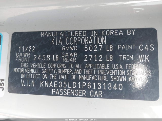 45784205 :رقم المزاد ، KNAE35LD1P6131340 vin ، 2023 Kia Stinger Gt-line مزاد بيع
