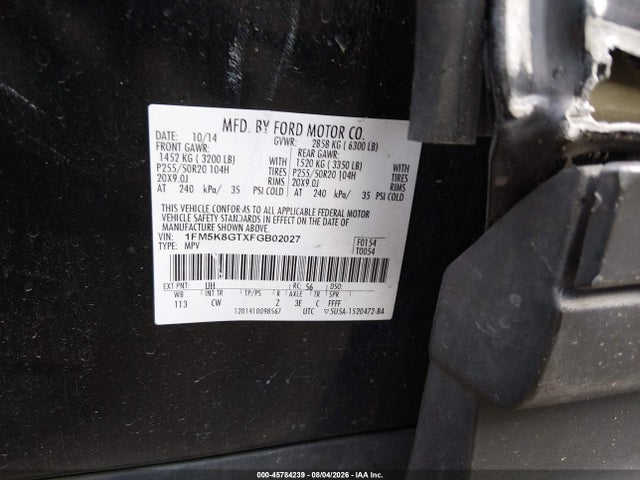 Ford EXPLORER SPORT 2015 1FM5K8GTXFGB02027 Image 9