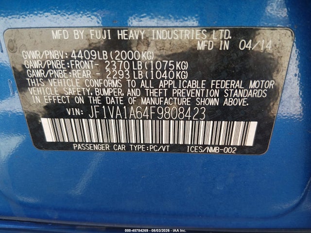 JF1VA1A64F9808423 Subaru WRX