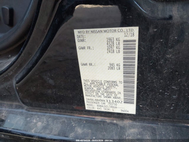 Nissan Altima 2.5 S 2019 1N4BL4BV0KN313402 Image 9