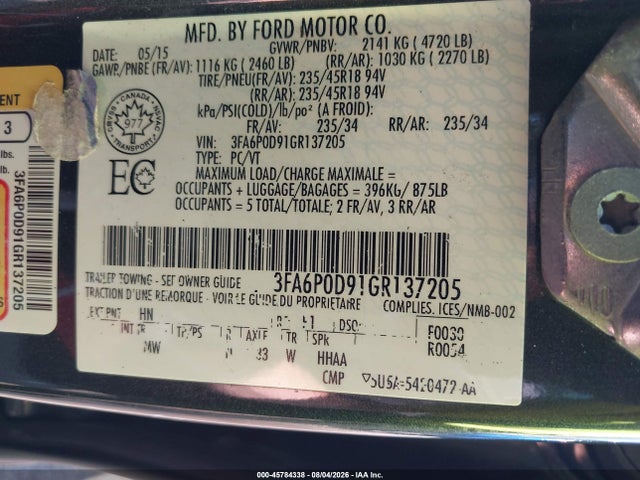 Aukcja sprzedaży 2016 Ford Fusion Titanium, vin: 3FA6P0D91GR137205, numer aukcji: 45784338