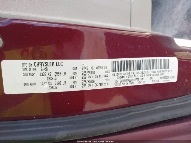 Aukcja sprzedaży 2008 Chrysler Town & Country Touring, vin: 2A8HR54P38R833766, numer aukcji: 45784366