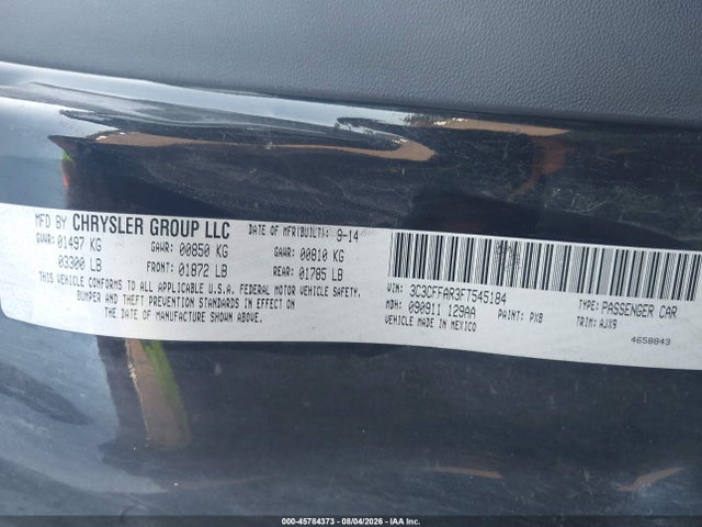 2015 Fiat 500 Pop მანქანა იყიდება აუქციონზე, vin: 3C3CFFAR3FT545184, აუქციონის ნომერი: 45784373