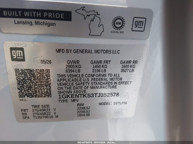 Продажа на аукционе авто 2026 Gmc Acadia Denali Ultimate Awd, vin: 1GKENTKS3TJ352578, номер лота: 45784379