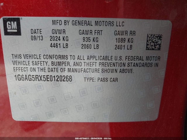2014 Cadillac Ats Standard მანქანა იყიდება აუქციონზე, vin: 1G6AG5RX5E0120268, აუქციონის ნომერი: 45784411