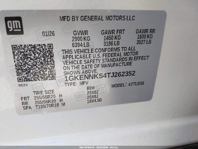 Aukcja sprzedaży 2026 Gmc Acadia Elevation Awd, vin: 1GKENNKS4TJ262352, numer aukcji: 45784416