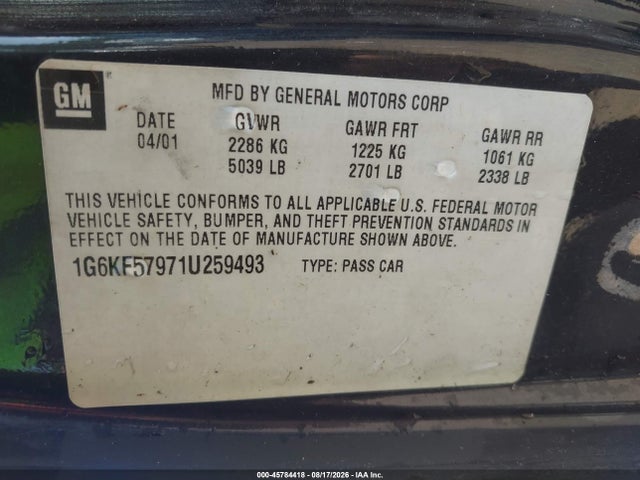 Продаж на аукціоні авто 2001 Cadillac Deville Dts, vin: 1G6KF57971U259493, номер лоту: 45784418