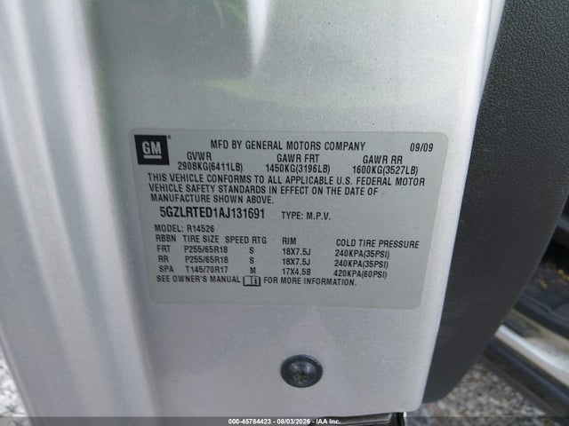 Продажа на аукционе авто 2010 Saturn Outlook Xe, vin: 5GZLRTED1AJ131691, номер лота: 45784423