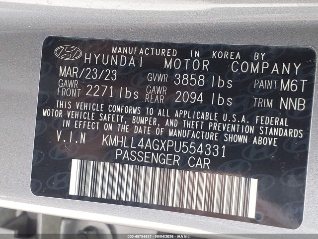 KMHLL4AGXPU554331 Hyundai ELANTRA SE