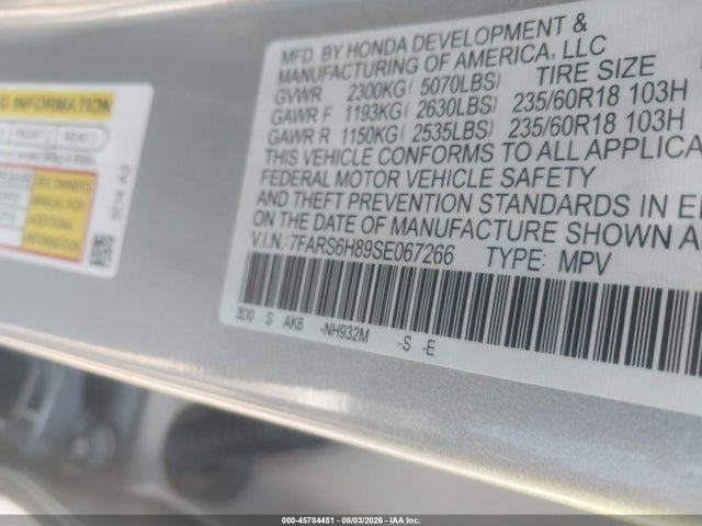 Продаж на аукціоні авто 2025 Honda Cr-v Hybrid Sport-l, vin: 7FARS6H89SE067266, номер лоту: 45784451
