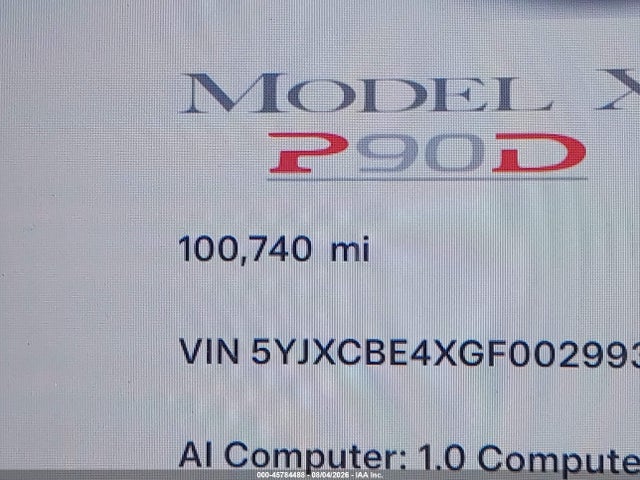 Tesla Model X 75d/p100d/p90d 2016 5YJXCBE4XGF002993 Image 15