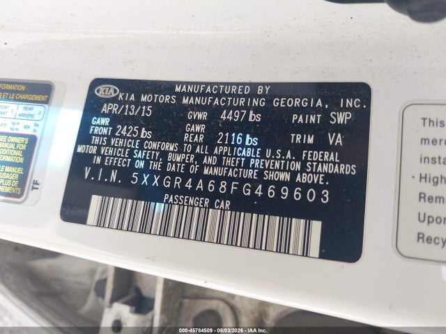 KIA Optima Sx Turbo 2015 5XXGR4A68FG469603 Image 6