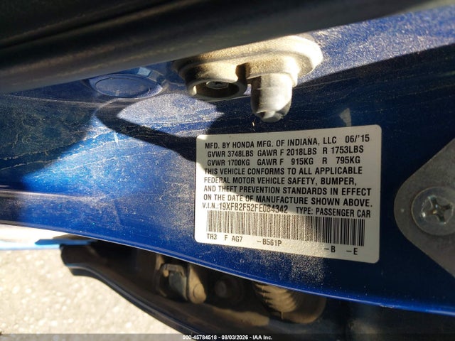 Honda Civic Lx 2015 19XFB2F52FE084342 Image 9
