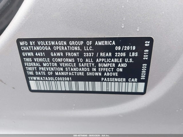1VWWA7A30LC002081 Volkswagen Passat 2.0t Se