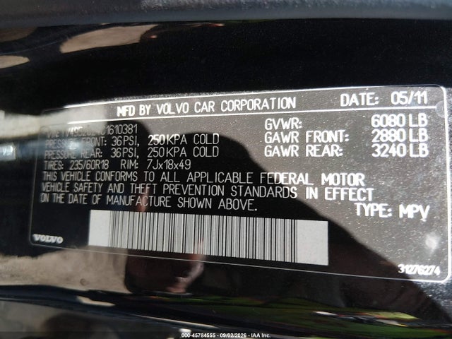 Aukcja sprzedaży 2012 Volvo Xc90 3.2/3.2 Platinum/3.2 Premier Plus, vin: YV4952CZ4C1610381, numer aukcji: 45784555