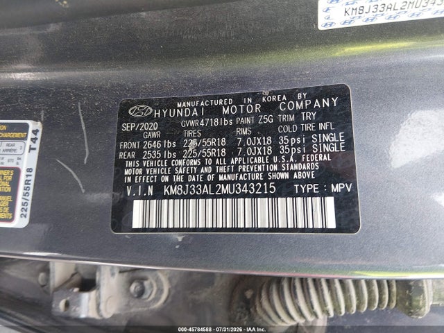 Aukcja sprzedaży 2021 Hyundai Tucson Ultimate, vin: KM8J33AL2MU343215, numer aukcji: 45784588