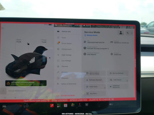 Продаж на аукціоні авто 2022 Tesla Model Y Performance Dual Motor All-wheel Drive, vin: 7SAYGDEF5NF345278, номер лоту: 45784592