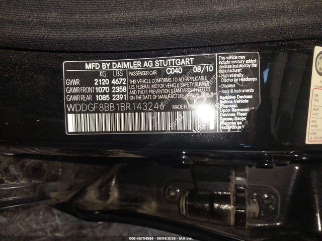 Aukcja sprzedaży 2011 Mercedes-benz C 300 Sport 4matic, vin: WDDGF8BB1BR143246, numer aukcji: 45784594