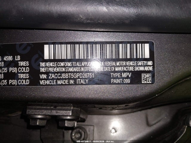 Продажа на аукционе авто 2016 Jeep Renegade Justice, vin: ZACCJBBT5GPD26751, номер лота: 45784611