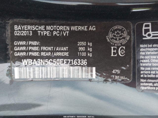 45784674 :رقم المزاد ، WBA3N5C50EF716336 vin ، 2014 Bmw 428i Xdrive مزاد بيع