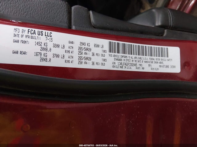 Продажа на аукционе авто 2015 Jeep Grand Cherokee Altitude, vin: 1C4RJFAG2FC932405, номер лота: 45784703
