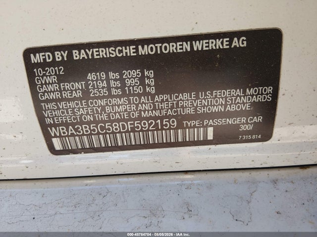 Aukcja sprzedaży 2013 Bmw 328i Xdrive, vin: WBA3B5C58DF592159, numer aukcji: 45784704