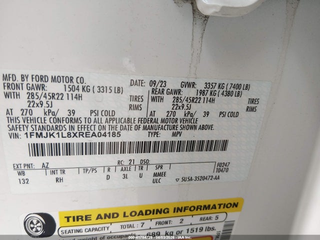 Aukcja sprzedaży 2024 Ford Expedition Platinum Max, vin: 1FMJK1L8XREA04185, numer aukcji: 45784729