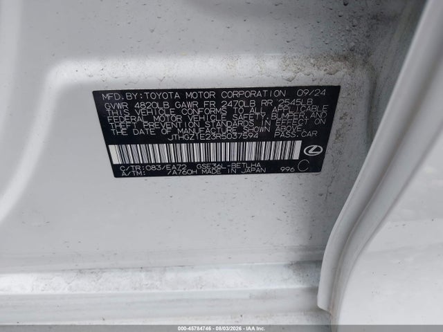 45784746 :رقم المزاد ، JTHGZ1E23R5037594 vin ، 2024 Lexus Is 350 F Sport مزاد بيع