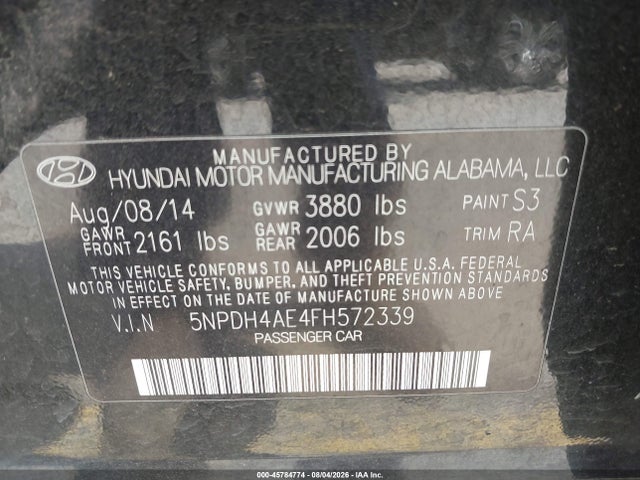 Hyundai ELANTRA SE 2015 5NPDH4AE4FH572339 Image 9