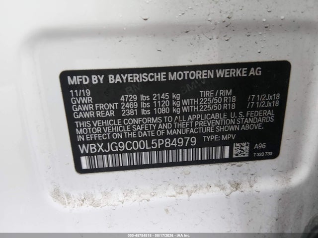 Aukcja sprzedaży 2020 Bmw X1 Xdrive28i, vin: WBXJG9C00L5P84979, numer aukcji: 45784818