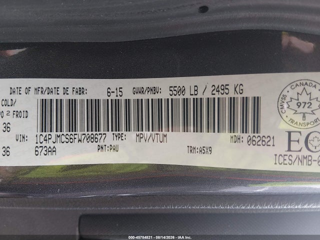 Продаж на аукціоні авто 2015 Jeep Cherokee North, vin: 1C4PJMCS6FW708677, номер лоту: 45784821