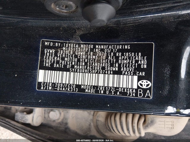 Toyota COROLLA SE 2017 5YFBURHE5HP707484 Image 9