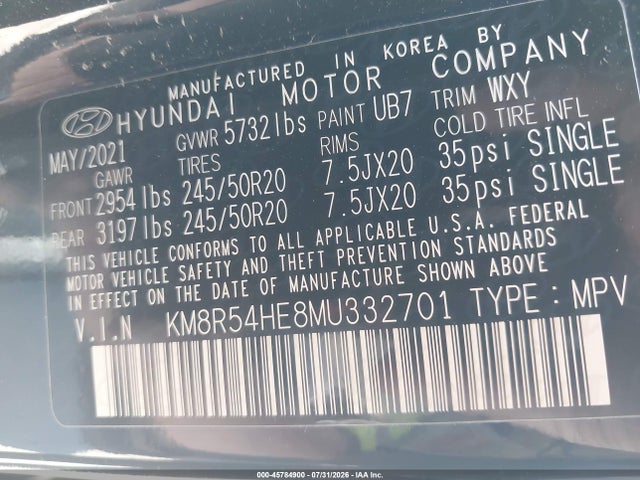 Hyundai Palisade Limited 2021 KM8R54HE8MU332701 Image 9