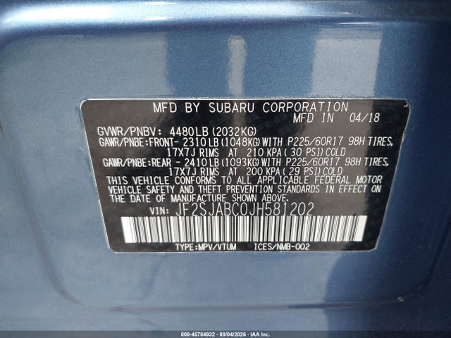 JF2SJABC0JH581202 Subaru Forester 2.5i