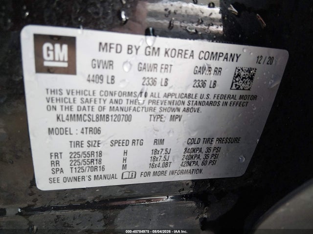 2021 Buick Encore Gx Awd Preferred მანქანა იყიდება აუქციონზე, vin: KL4MMCSL8MB120700, აუქციონის ნომერი: 45784975
