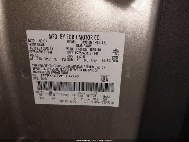 Ford F-150 Xlt 2014 1FTFX1CT2EFB47443 Image 9