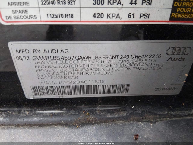 Продажа на аукционе авто 2013 Audi A3 2.0 Tdi Premium, vin: WAUKJAFM2DA011536, номер лота: 45785009