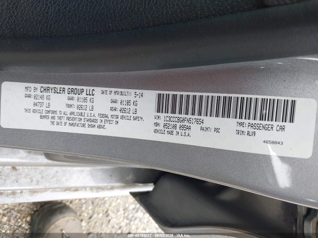 2015 Chrysler 200 S მანქანა იყიდება აუქციონზე, vin: 1C3CCCBG0FN517654, აუქციონის ნომერი: 45785027