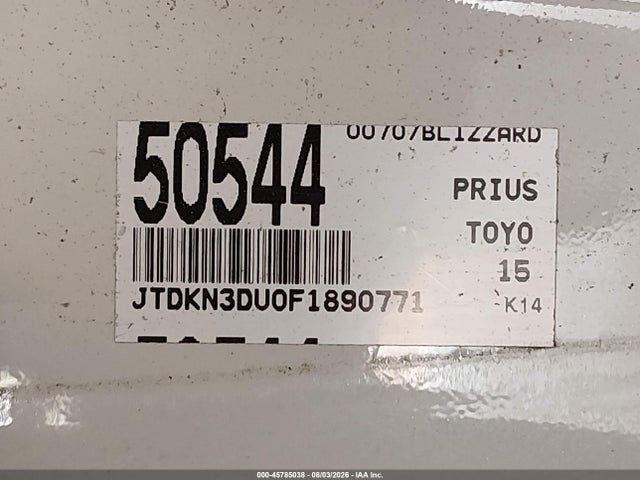 Toyota Prius Two 2015 JTDKN3DU0F1890771 Image 9