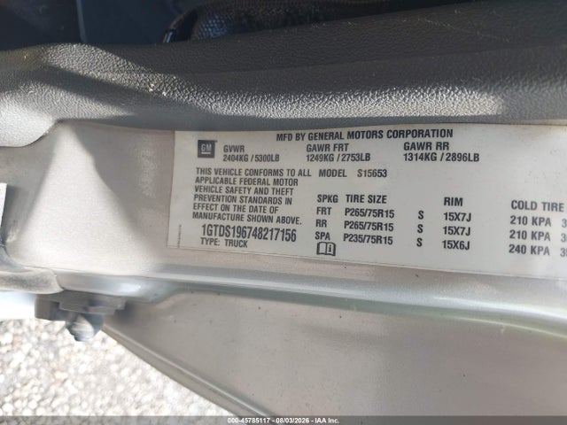 Aukcja sprzedaży 2004 Gmc Canyon Sle, vin: 1GTDS196748217156, numer aukcji: 45785117