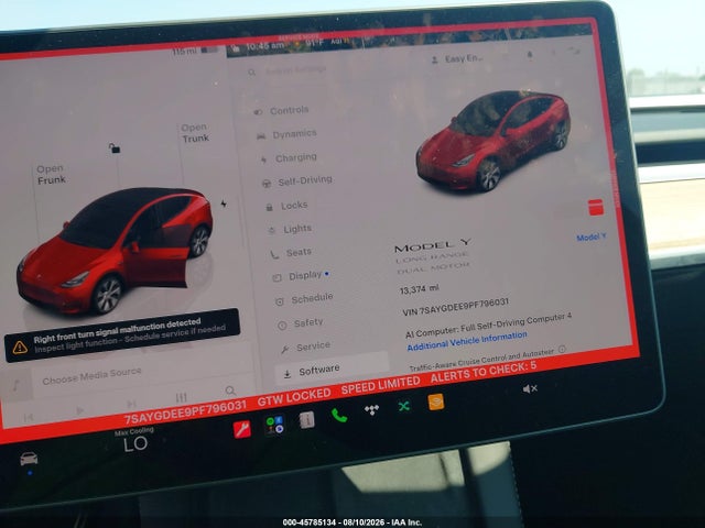 7SAYGDEE9PF796031 Tesla Model Y Awd/long Range Dual Motor All-wheel Drive