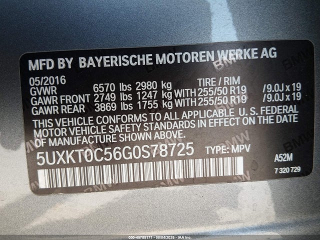 5UXKT0C56G0S78725 BMW X5 Edrive Xdrive40e