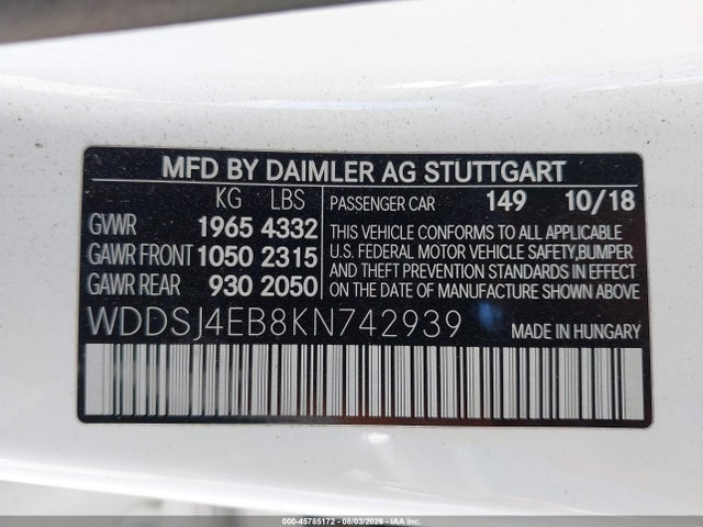 Mercedes-Benz CLA 250 2019 WDDSJ4EB8KN742939 Image 9